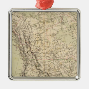Noord-Amerika Atlas Map met Indiase stammen Metalen Ornament