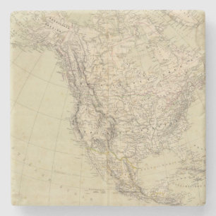 Noord-Amerika Atlas Map met Indiase stammen Stenen Onderzetter