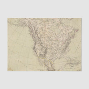 Noord-Amerika Atlas Map met Indiase stammen Tissuepapier