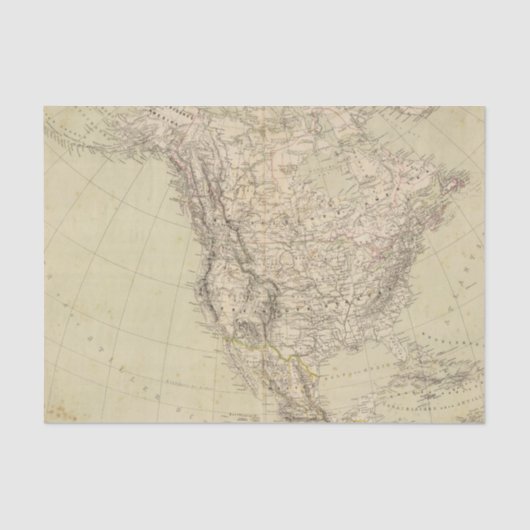 Noord-Amerika Atlas Map met Indiase stammen Tissuepapier (Voorkant)