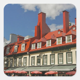 Noord-Amerika, Canada, Quebec, Oude stad Quebec. 3 Vierkante Sticker