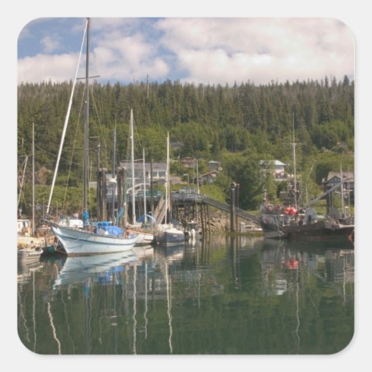 Noord-Amerika, Canada, Queen Charlotte-eilanden, 4 Vierkante Sticker (Voorkant)