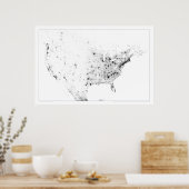 Noord-Amerika Census Dotmap Poster (Keuken)