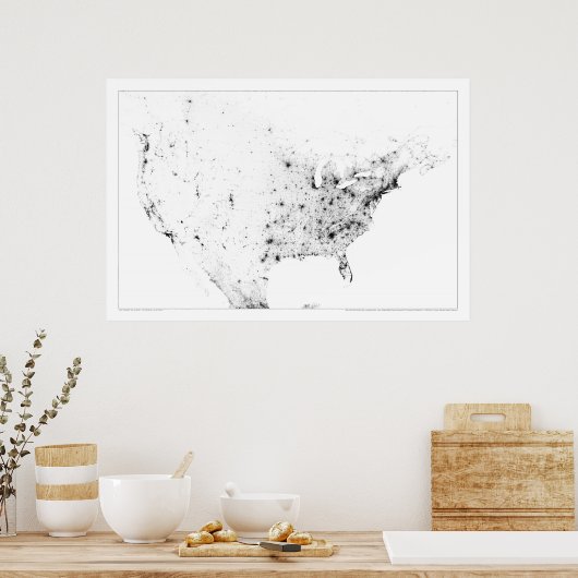Noord-Amerika Census Dotmap Poster (Keuken)