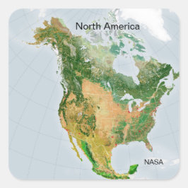 Noord-Amerika door NASA Satellietfoto Vierkante Sticker