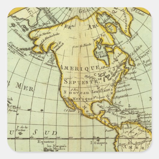 Noord-Amerika en Zuid-Amerika Vierkante Sticker (Voorkant)