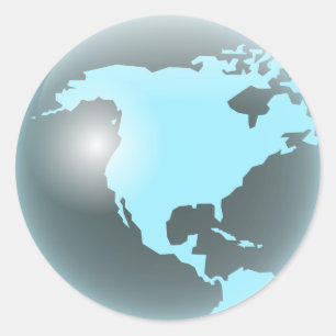 Noord-Amerika Glass Wereldbol Ronde Sticker