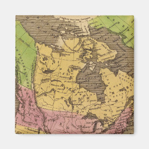 Noord-Amerika Handkleurige Atlas Map Magneet