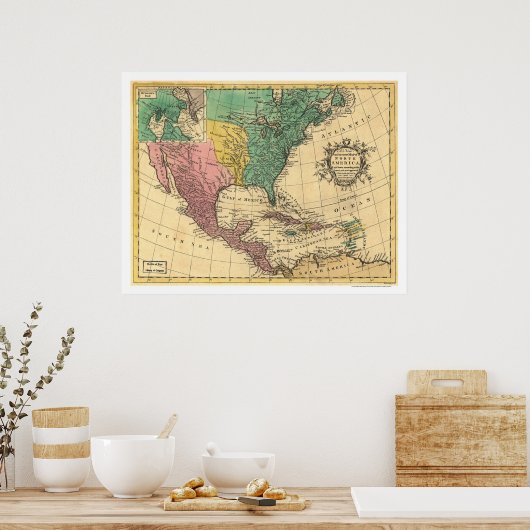 Noord-Amerika Kaart 1763 Poster (Keuken)