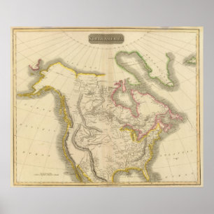 Noord-Amerika kaart 2 Poster