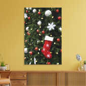 Noord-Amerika. Kerstversiering aan boom. 5 Canvas Afdruk (Insitu (Woonkamer))
