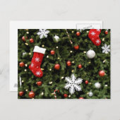 Noord-Amerika. kerstversieringen op boom. 2 Feestdagenkaart (Voorkant / Achterkant)