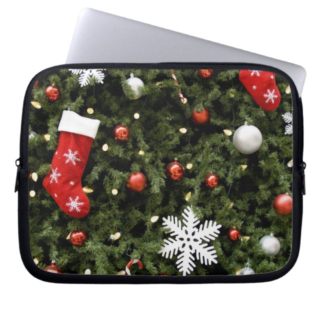 Noord-Amerika. kerstversieringen op boom. 2 Laptop Sleeve (Voorkant)