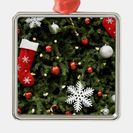 Noord-Amerika. kerstversieringen op boom. 2 Metalen Ornament (Voorkant)