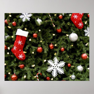Noord-Amerika. kerstversieringen op boom. 2 Poster