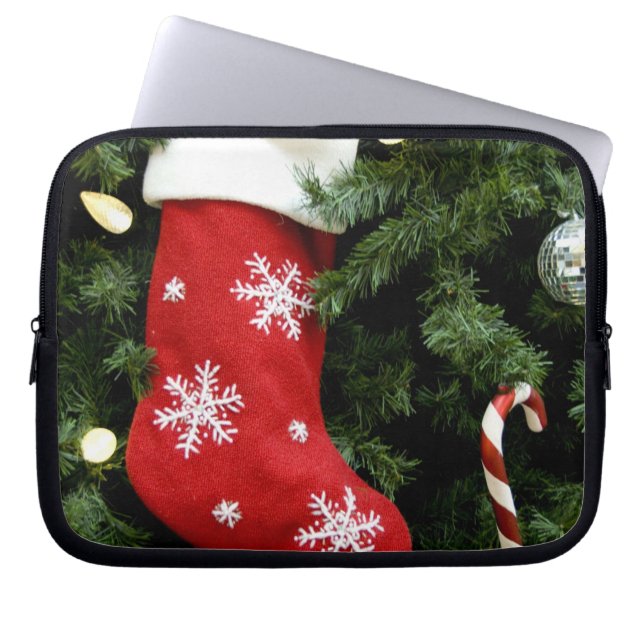 Noord-Amerika. kerstversieringen op boom. 3 Laptop Sleeve (Voorkant)