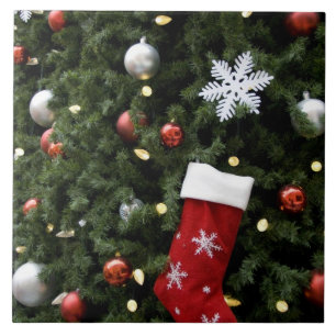 Noord-Amerika. kerstversieringen op boom. 5 Tegeltje