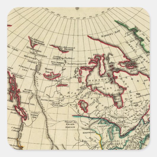 Noord-Amerika met grenzen Vierkante Sticker (Voorkant)