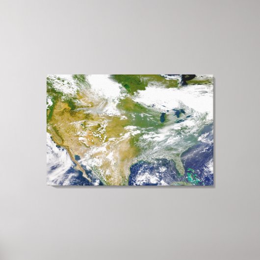 Noord-Amerika met rook zichtbaar op locaties. Canvas Afdruk (Voorkant)