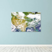 Noord-Amerika met rook zichtbaar op locaties. Canvas Afdruk (Insitu (Houten vloer))