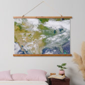 Noord-Amerika met rook zichtbaar op locaties. Hangend Wandkleed (Slaapkamer)