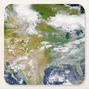 Noord-Amerika met rook zichtbaar op locaties. Kartonnen Onderzetters