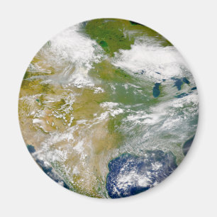 Noord-Amerika met rook zichtbaar op locaties. Magneet