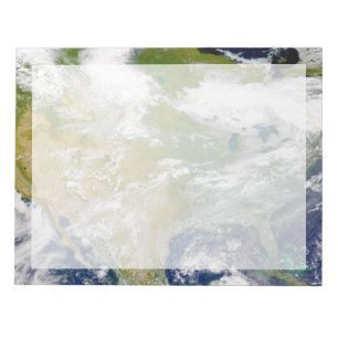 Noord-Amerika met rook zichtbaar op locaties. Notitieblok