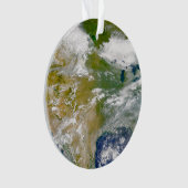 Noord-Amerika met rook zichtbaar op locaties. Ornament (voorkant)