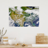 Noord-Amerika met rook zichtbaar op locaties. Poster (Keuken)