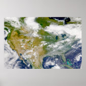 Noord-Amerika met rook zichtbaar op locaties. Poster (Voorkant)