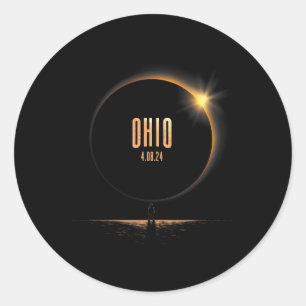 Noord-Amerika Totale Zonsverduistering 2024 Ohio N Ronde Sticker