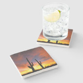 Noord-Amerika, VS, Arizona, Sonoran-woestijn. Stenen Onderzetter (Zijkant)