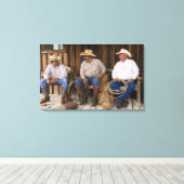 Noord-Amerika, VS. Cowboys relaxing and Canvas Afdruk (Insitu (Houten vloer))