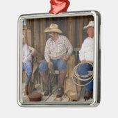Noord-Amerika, VS. Cowboys relaxing and Metalen Ornament (Links)