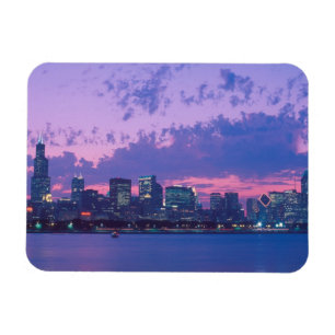 Noord-Amerika, VS, IL. Chicago silhouet bij scheme Magneet