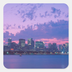 Noord-Amerika, VS, IL. Chicago silhouet bij scheme Vierkante Sticker