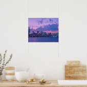 Noord-Amerika, VS, IL. Chicago skyline bij schemer Poster (Keuken)