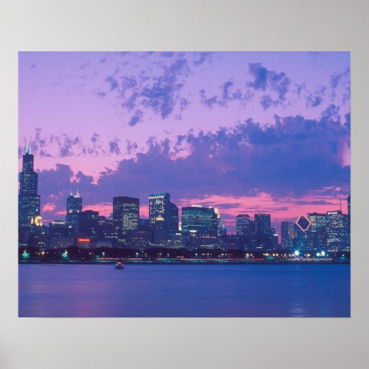Noord-Amerika, VS, IL. Chicago skyline bij schemer Poster (Voorkant)