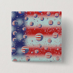 Noord-Amerika, VS, WA, Redmond, Vlag van de V.S. Vierkante Button 5,1 Cm