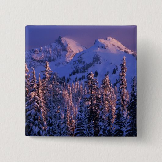 Noord-Amerika, VS, Washington, Mt. Rainier 4 Vierkante Button 5,1 Cm (Voorkant)