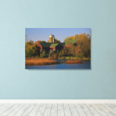 Noord-Amerika, VS, Wisconsin. Red Barn in Canvas Afdruk (Insitu (Houten vloer))