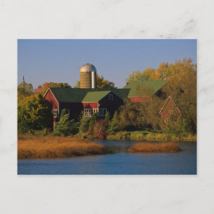 Noord-Amerika, VS, Wisconsin. Rode schuur in Briefkaart