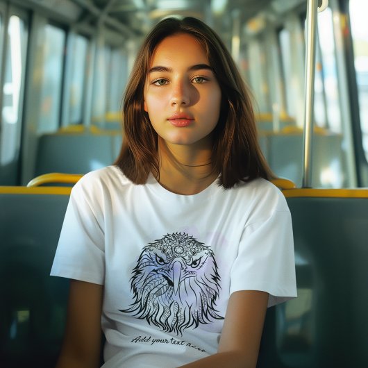 Noord-Amerikaanse Bald Eagle Art | Blauw-Paarse T-shirt