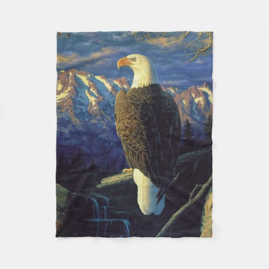 Noord-Amerikaanse Bald Eagle en Mountains Fleece Deken (Voorkant)