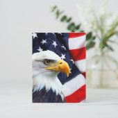 Noord-Amerikaanse Bald Eagle onder Amerikaanse vla Briefkaart (Staand voorkant)