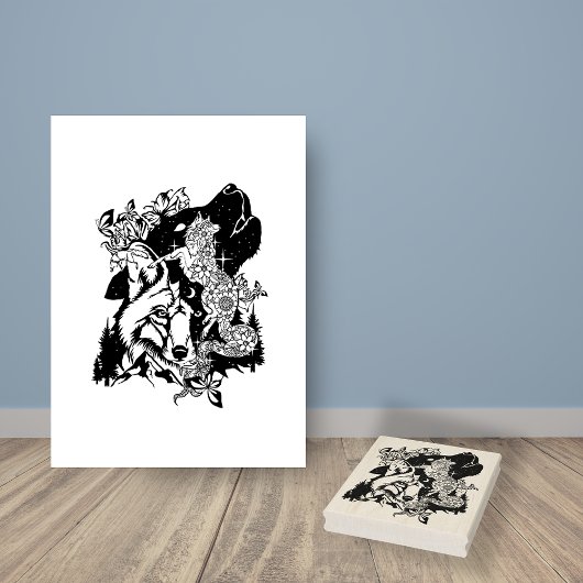 Noord-Amerikaanse Coyote Art Kleurplaat Rubberstempel