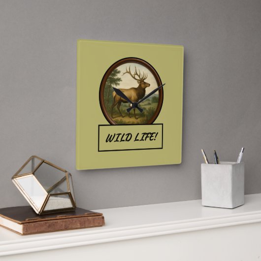Noord-Amerikaanse Elk Wall Clock Vierkante Klok (Kantoor)