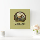 Noord-Amerikaanse Elk Wall Clock Vierkante Klok (Huis)