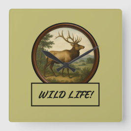 Noord-Amerikaanse Elk Wall Clock Vierkante Klok